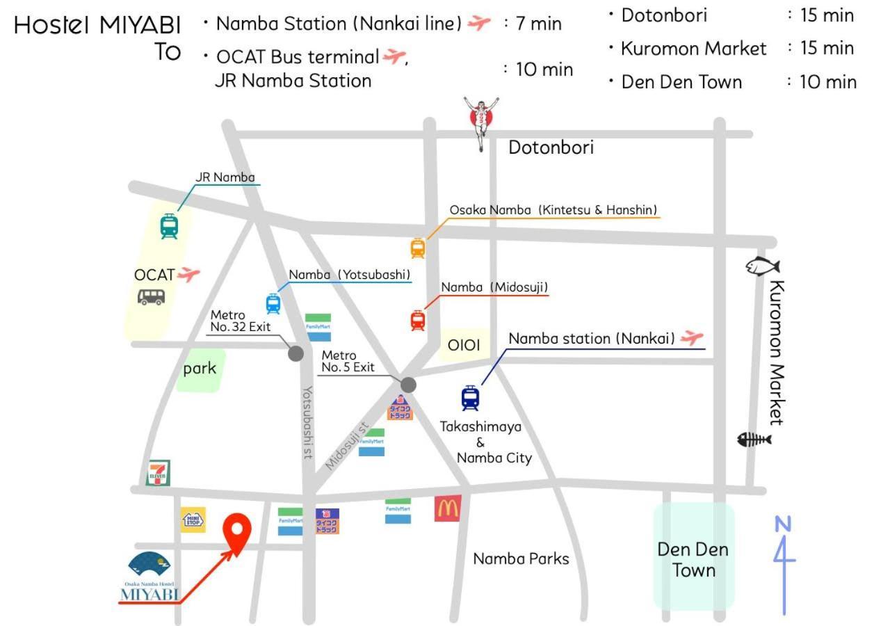 Osaka Namba Hostel Miyabi Kültér fotó